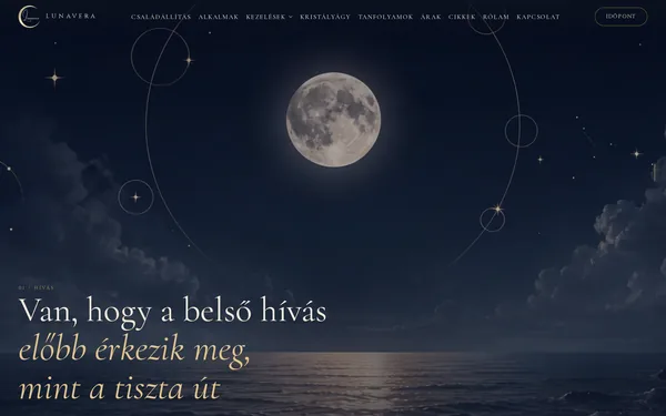 The lunavera.hu home screen
